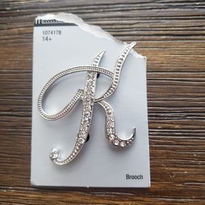 Rhinestone letter K pin brooch